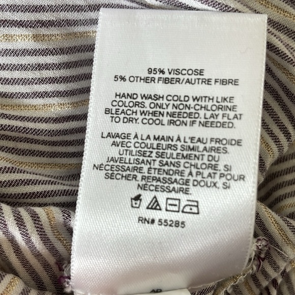 EXPRESS Portofino shirt size L purple white gold striped longsleeve blouse - Picture 6 of 6